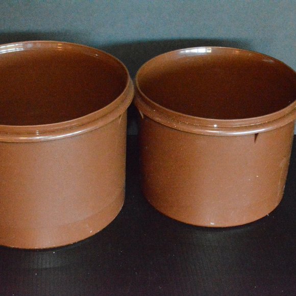 Vintage 1970s Tupperware Chocolate Brown Nesting Containers Canisters Set No Lid - Picture 4 of 7